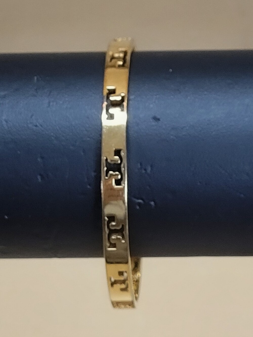 Tory Burch T Gold Plated Bangle Bracelet 2.5" Diameter Like New